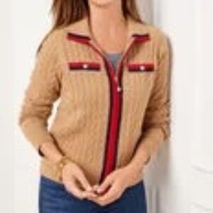 Talbots striped zip cardigan 1x